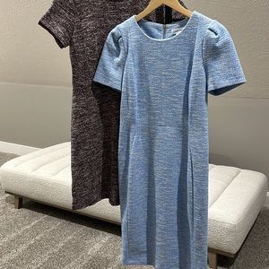 CALVIN KLEIN short sleeve crew neck tweed sheath dress